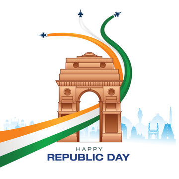 Indian flag concept Republic Day Indian monuments