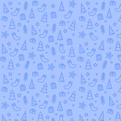 2023 Christmas/New year set of seamless patterns in the style of minimalism with cute winter cozy elements on background, cartoon style. Vector illustration, flat. For postcards, packaging.