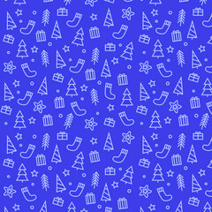 2023 Christmas/New year set of seamless patterns in the style of minimalism with cute winter cozy elements on background, cartoon style. Vector illustration, flat. For postcards, packaging.