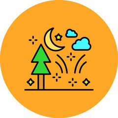 Night Multicolor Circle Filled Line Icon
