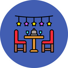 Dinner Multicolor Circle Filled Line Icon
