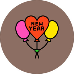 Balloons Multicolor Circle Filled Line Icon