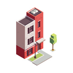 Townhouse Building Isometric Composition