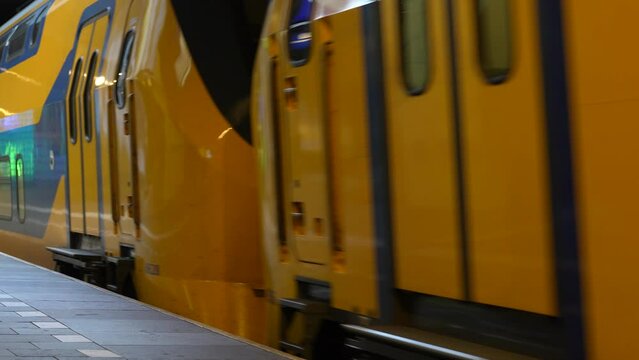 Intercity NS Sprinter Lighttrain Arrived At The Rotterdam Blaak Station In Rotterdam, Netherlands.