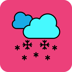 Snowfall Multicolor Round Corner Filled Line Icon