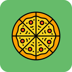 Pizza Multicolor Round Corner Filled Line Icon