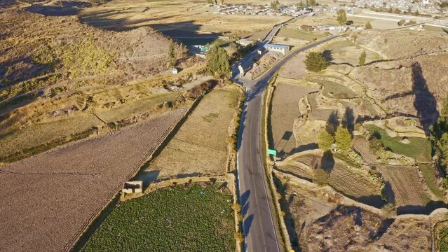 dawn maca district, colca valley, route to the colca valley, along with its terraces.