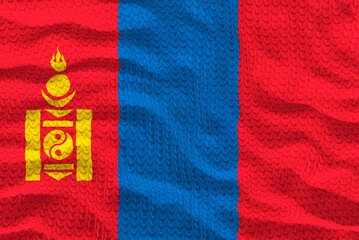 Naklejka premium National flag of Mongolia. Background with flag of Mongolia
