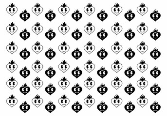 Black and white color of heart tattoo