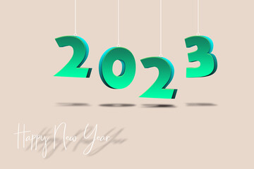 3D illustration concept New Year 2023 background design. Greeting Card, Banner, Poster.