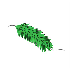 Doodle of fir branch in one line drawing.