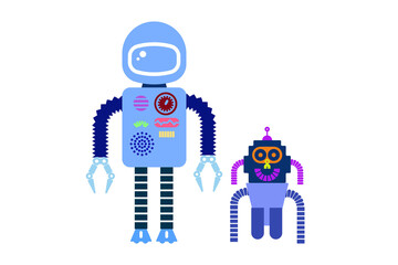 Robot with his canine friend - illustration creation for children