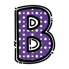 B alphabet letter png, purple dots cute graphic