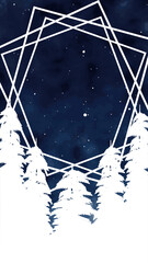 Vector illustration. Star Chart Night Sky with watercolour effect. Design elements for card, invitation social media stories, discount voucher and other.