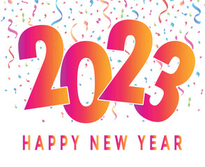 2023 Happy New Year Abstract Holiday Vector Illustration Design Gradient Pink And Orange