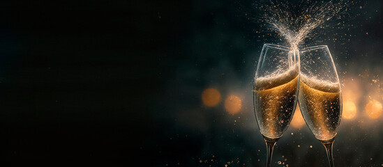 Celebration toast with champagne, new year's eve. Happy new year!