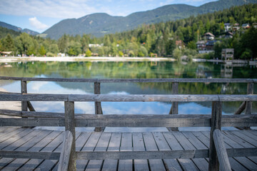 wooden bridge and jasna lake kranjska gora