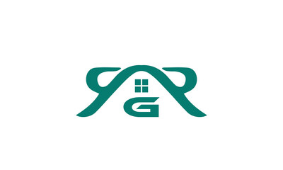 Letter GR or RG typography real estate logo vector with house building construction template