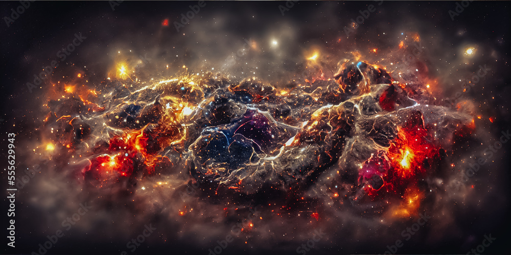 Poster beautiful abstract multi colored background with space energy of fractal realms