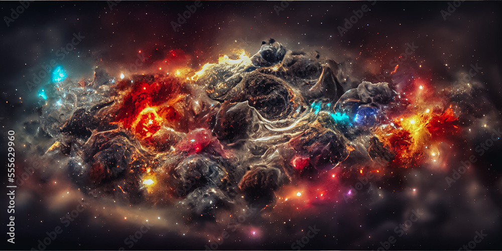 Poster beautiful abstract multi colored background with space realms