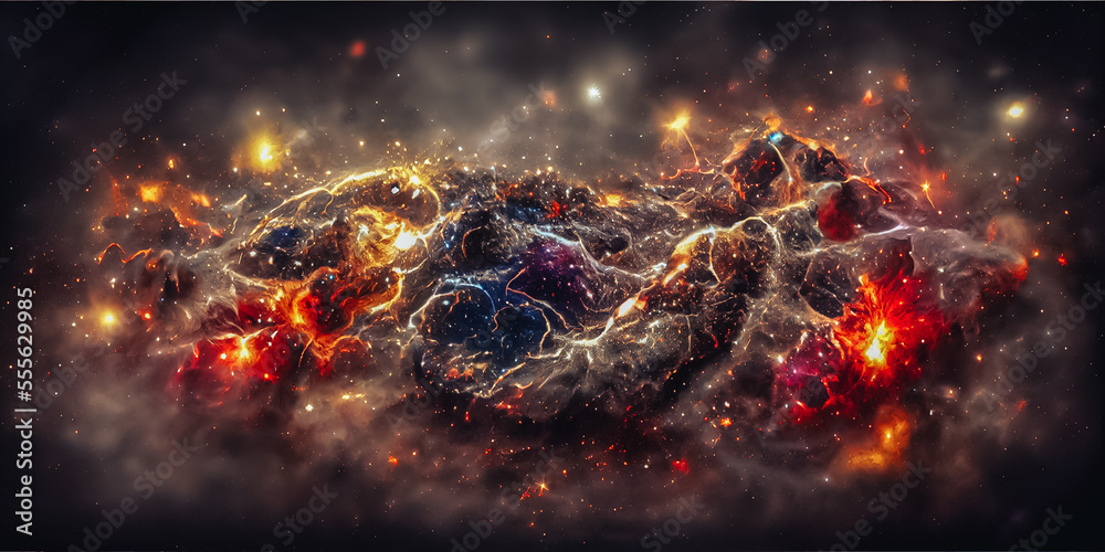 Poster  beautiful abstract multi colored background with space energy of fractal realms