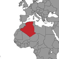 Pin map with Algeria flag on world map. Vector illustration.