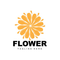 Flower Logo, Flower Garden Design With Simple Style Vector Product Brand, Beauty Care, Natural