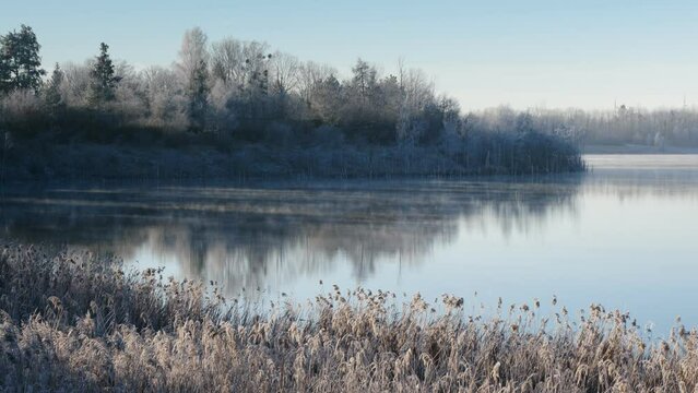 Drochower See im Lausitzer Seenland im Winter, Deutschland