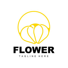 Flower Logo, Flower Garden Design With Simple Style Vector Product Brand, Beauty Care, Natural