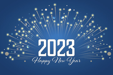 2023 Happy New Years Light Blue Fireworks Burst Illustration With Text