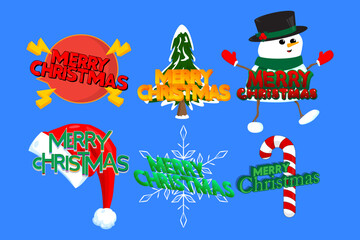 Fototapeta premium Merry Christmas sticker collection. Holiday icon set.