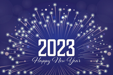 2023 Happy New Years Dark Blue Fireworks Burst Illustration With Text