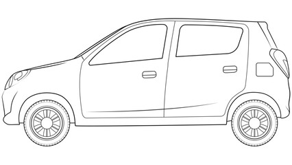small size hatchback car vector, simple car outline vector illustration