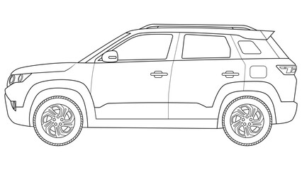 premium suv car vector, simple car outline vector illustration