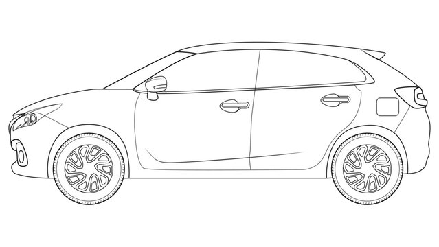 black and white car side view outline clip art preview