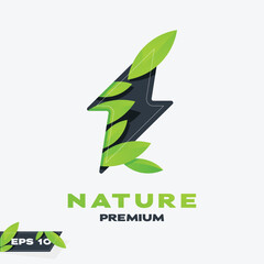 Electrical Energy Nature Leaves Logo