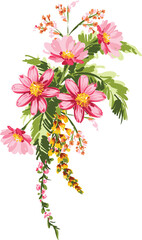 Hand drawn wild floral bouquet
