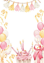 birthday card with cake and candles