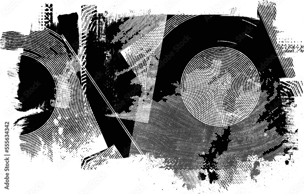 Fototapete Glitch distorted grunge layer  . Noise destroyed texture . Trendy defect error shapes . Overlay grunge texture . Distressed effect .Vector shapes with a halftone dots screen print texture.