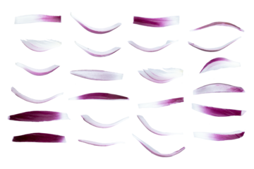 Red sliced onion, isolated on white background. With clipping path. Full depth of field. Focus stacking