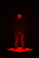 Red Astronaut Dead Occult Skull Cyber Punk Retro 1990s Sci Fi 3d illustration render