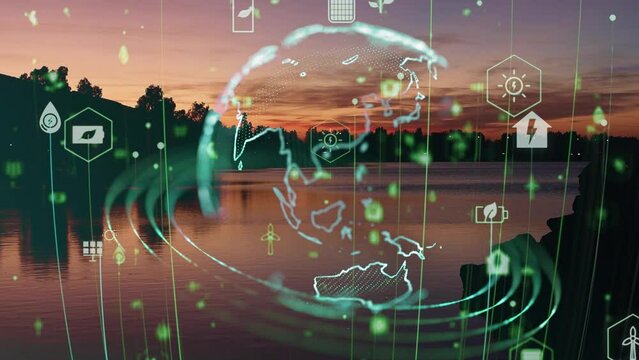 Future environmental conservation and sustainable ESG modernization development by using technology of renewable resources to reduce pollution and carbon emission . High quality 4k footage