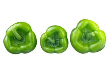 Set of fresh whole green bell pepper isolated on white background. With clipping path. Full depth of field. Focus stacking