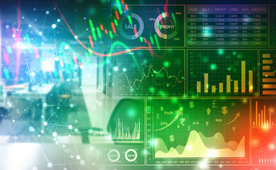 Obraz premium Creative Forex chart, Invest and finance concept, Stock market chart. Business graph background, Financial Background, Company financial screen