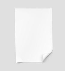 Curled blank paper sheet mockup. Vector illustration. Can be use for your design. Ready for your presentation. EPS10.	