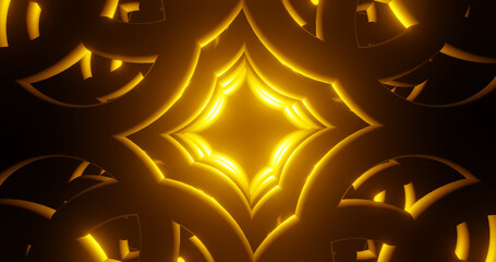 Render with rounded decorative surface in yellow glow