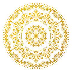Mandala. Vintage delicate pattern. Gold lace curcle background. Islam, Arabic, Indian, ottoman motifs PNG - obrazy, fototapety, plakaty