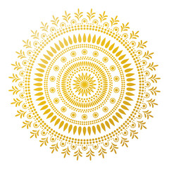 Mandala. Vintage delicate pattern. Gold lace curcle background. Islam, Arabic, Indian, ottoman motifs PNG © titaporn