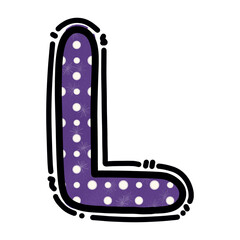 L alphabet letter png, purple dots cute graphic