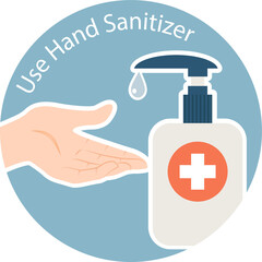 use hand sanitizer, new normal concept flat icon PNG